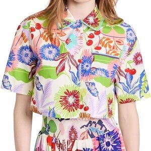 Cherry Lotus Land Cherry Picker Crop Camp Shirt Size 6